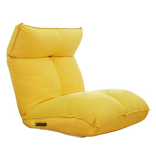 Bodenstuhl Faltbare Einzelbodenstuhl mit manuellen Einstellhebel Lazy Lounge-Sofa Abnehmbarer und waschbar 14 Gänge Einstellbarer Meditationsstuhl für Schlafzimmer Wohnzimmer ( Color : Yellow ) von Bseack