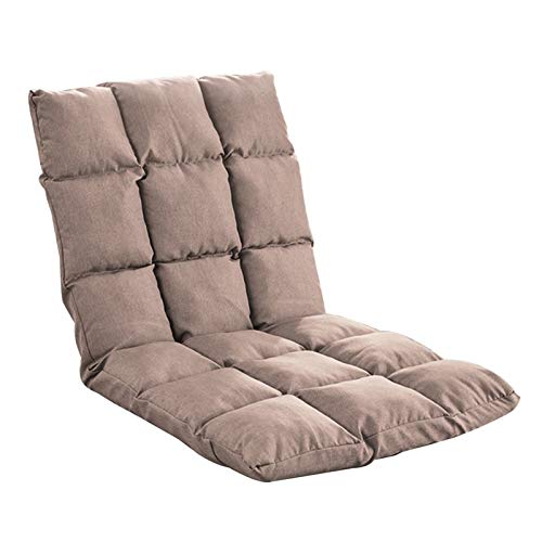 Bodenstuhl Faltbarer Einzelbodenstuhl 5 Gänge frei einstellbares Bodenkissen mit Rückenlehne faul Sofa Abnehmbarer und waschbarer Meditationsstuhl for Schachtfenster Wohnzimmer ( Color : Khaki ) von Bseack