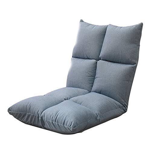 Bodenstuhl Faltender Computerstuhl auf Bett 5 Gänge einstellbar Freizeitmeditationsessel mit Rückenlehne abnehmbares und waschbares faules Sofa for Meditationsraum Wohnzimmer (Color : Light Blue) von Bseack