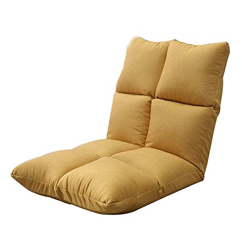 Bodenstuhl Faltender Computerstuhl auf Bett 5 Gänge einstellbar Freizeitmeditationsessel mit Rückenlehne abnehmbares und waschbares faules Sofa for Meditationsraum Wohnzimmer ( Color : Yellow ) von Bseack