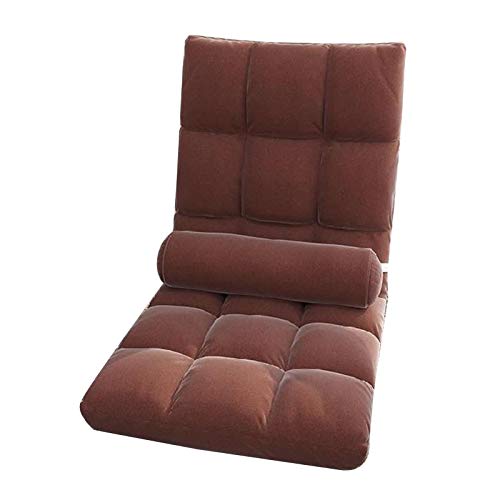 Bodenstuhl Faule Bodenstuhl mit Taillenkissen Faltschacht Fensterstuhl 5 Ebenen Einstellbares abnehmbares und waschbares Single-Sofa for Schlafzimmer Wohnzimmer ( Color : Brown ) von Bseack