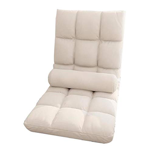 Bodenstuhl Faule Bodenstuhl mit Taillenkissen Faltschacht Fensterstuhl 5 Ebenen Einstellbares abnehmbares und waschbares Single-Sofa for Schlafzimmer Wohnzimmer ( Color : White ) von Bseack