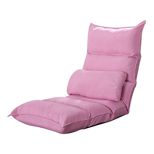 Bodenstuhl Folding Rückenlehnenstuhl für Balkon Ergonomisches Design Lazy Floor Sofa Fünf Gang Einstellbare Freizeit Meditationsessel für Wohnzimmer Schlafzimmer ( Color : Pink ) von Bseack