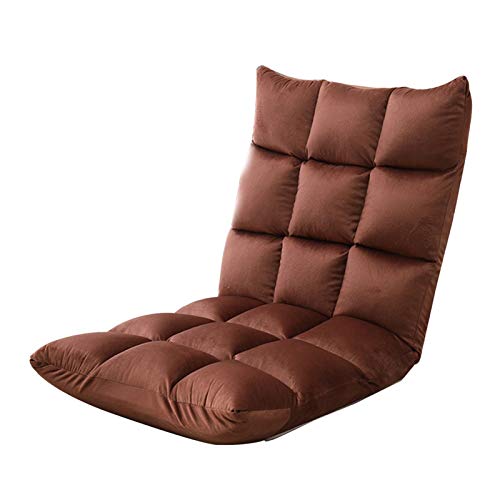 Bodenstuhl Freizeitmeditationsessel mit Rückenlehne abnehmbares und waschbares faules Sofa 5 Gänge einstellbar Folding Computerstuhl auf dem Bett for Meditationsraum Wohnzimmer ( Color : Brown ) von Bseack