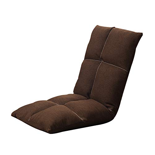 Bodenstuhl Fußbodensofa mit Taillenkissen Einzelner Klappstuhl 5 Level einstellbar Abnehmbarer und waschbarer faulicher Stuhl for Schachtfenster Wohnzimmer ( Color : Brown , Size : Small ) von Bseack