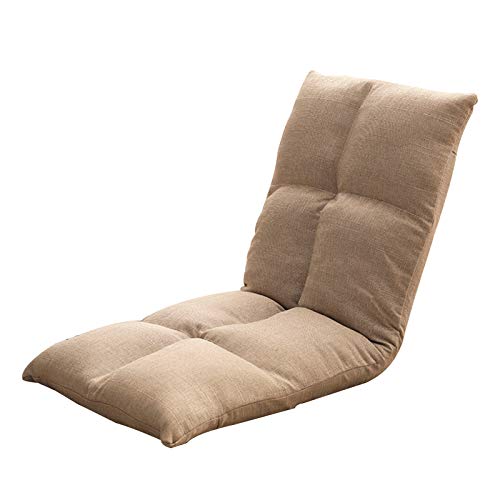 Bodenstuhl Fußbodensofa mit Taillenkissen Einzelner Klappstuhl 5 Level einstellbar Abnehmbarer und waschbarer faulicher Stuhl for Schachtfenster Wohnzimmer ( Color : Khaki , Size : Small ) von Bseack