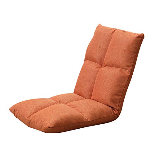 Bodenstuhl Fußbodensofa mit Taillenkissen Einzelner Klappstuhl 5 Level einstellbar Abnehmbarer und waschbarer faulicher Stuhl for Schachtfenster Wohnzimmer ( Color : Orange , Size : Large ) von Bseack