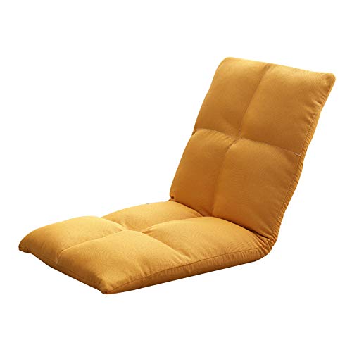 Bodenstuhl Fußbodensofa mit Taillenkissen Einzelner Klappstuhl 5 Level einstellbar Abnehmbarer und waschbarer faulicher Stuhl for Schachtfenster Wohnzimmer ( Color : Yellow , Size : Large ) von Bseack