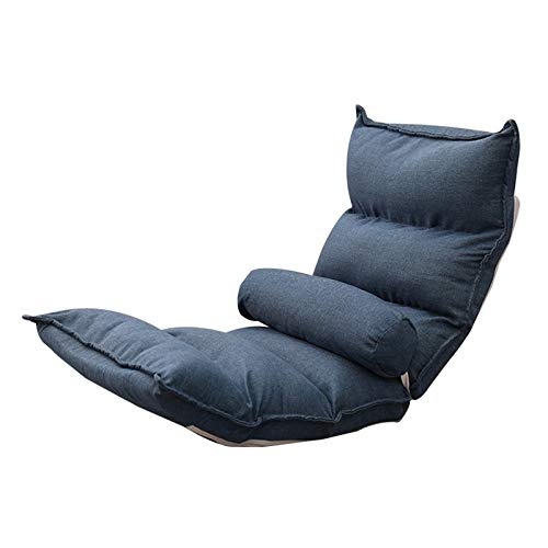 Bodenstuhl Lounge Bodenstuhl Abnehmbare und waschbare Balkon Buchtfenster Beinloses Sofa mit Rückenlehne Ergonomisches Design Freizeitstuhl for Buchtfenster Wohnzimmer ( Color : Dark Blue ) von Bseack