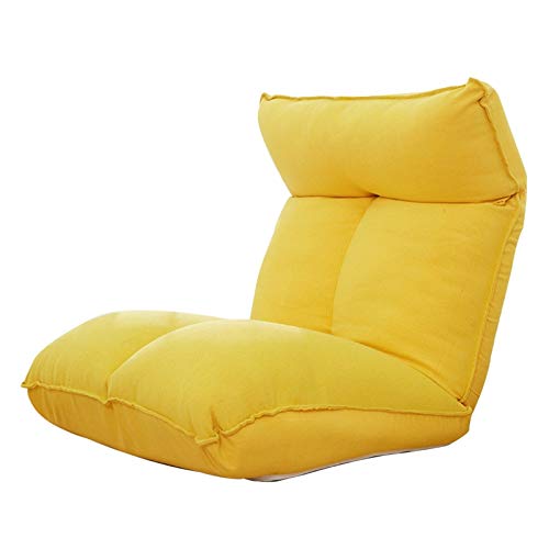 Bodenstuhl Meditationsstuhlabnehmbare und waschbares Design Lazy Lounge Sofa 5 Gänge frei einstellbar mit Rückenlehne faltbar Einzelstuhl für Schlafzimmer Wohnzimmer ( Color : Yellow ) von Bseack