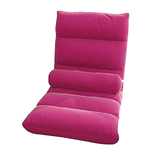 Bseack Bodenstuhl Abnehmbarer und waschbarer Bodenstuhl 5 Level einstellbar Klappbucht Fensterstuhl mit Taillenkissen Einzelnes faules Sofa for Schlafzimmer Wohnzimmer (Color : Rose red) von Bseack