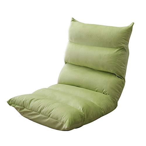 Bseack Bodenstuhl Abnehmbarer und waschbarer Fußbodensofa mit Rückenlehne Falten Computerstuhl auf Bett 5 Gänge einstellbar Freizeitmeditationstuhl for Meditationsraum Wohnzimmer (Color : Green) von Bseack