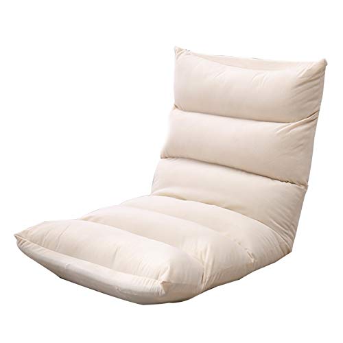 Bseack Bodenstuhl Abnehmbarer und waschbarer Fußbodensofa mit Rückenlehne Falten Computerstuhl auf Bett 5 Gänge einstellbar Freizeitmeditationstuhl for Meditationsraum Wohnzimmer (Color : White) von Bseack