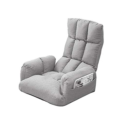 Bseack Bodenstuhl Lazy Lounge Sofa mit seitlichem Aufbewahrungstasche Klappboden Stuhl mit Armlehnen Meditation Bodenstuhl herausnehmbar und waschbar Lounge Chair (Color : Champagne) von Bseack