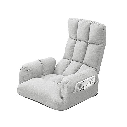 Bseack Bodenstuhl Lazy Lounge Sofa mit seitlichem Aufbewahrungstasche Klappboden Stuhl mit Armlehnen Meditation Bodenstuhl herausnehmbar und waschbar Lounge Chair (Color : Creamy-White) von Bseack