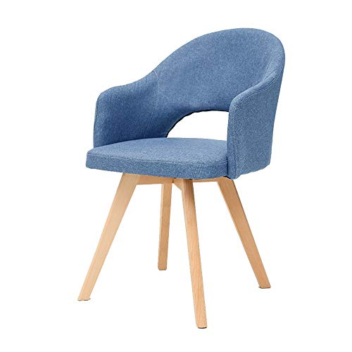 Esszimmerstühle,Ergonomics Lounge Chair Stuhlbezug aus Baumwolle und Leinen Armlehnstuhl aus Massivholz mit Querverstärkung Nennbelastbarkeit: 330 lbs (Color : Blue) von Bseack