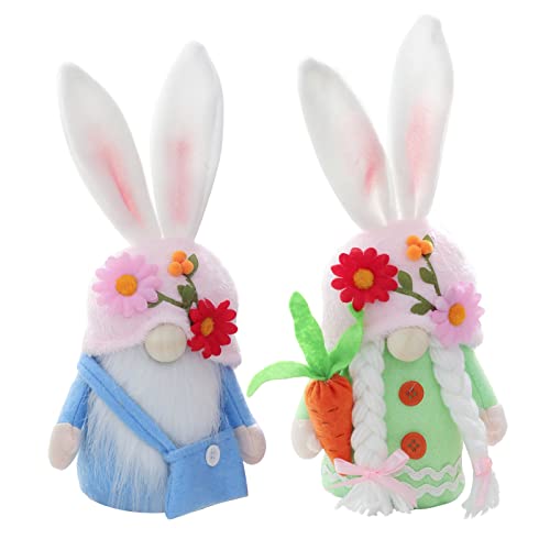 2 Stück Ostern Wichtel,Osterdeko Hasen Wichtel,Osterdeko Wichtel Handgemachte Plüsch,Handgemachte Esichtslose Plüsch Puppen,Ostern Tischdekoration Deko,Ostern Hase Festliche Geschenk Wichtel Zubehör-C von Bseical