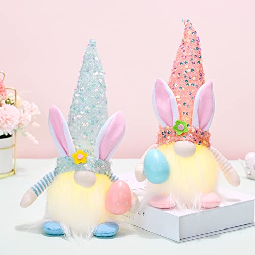 2 Stück Ostern Wichtel,Osterdeko Wichtel Handgemachte Plüsch Mit Led-licht,Ostern Wichtel Beleuchtet,Handgemachte Esichtslose Plüsch Puppen,Ostern Deko Hasen Wichtel,Ostern Tischdekoration Deko (B) von Bseical