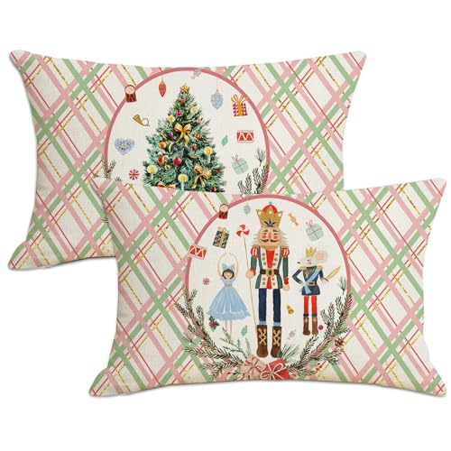 2 Stück Weihnachtskissenbezug Rechteck, Weihnachtskissen Bezug Jute, Kissenbezug Weihnachten Deko Innen, Weihnachtsdeko Amerikanisch Winter Kissen Nostalgie Sofa Bett Auto Schlafzimmer (B, 30x50cm) von Bseical