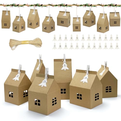 24 Stück Adventskalender zum Befüllen, Adventskalender Häuser 2025, DIY Weihnachtskalender Selbst Befüllen Aufhängen 24 Stück Adventskalender zum Befüllen, Adventskalender Häuser 2025, DIY Weihnachtskalender Selbst Befüllen Aufhängen von Bseical