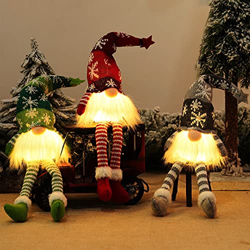 Bseical 3 Stück Weihnachtszwerg Schwedisch, Weihnachtswichtel Beleuchtet, Handgemachte Esichtslose Plüsch Puppen, Weihnachtsdekoration, Weihnachtswichtel, Party Weihnachts Deko Spielzeug (B) von Bseical