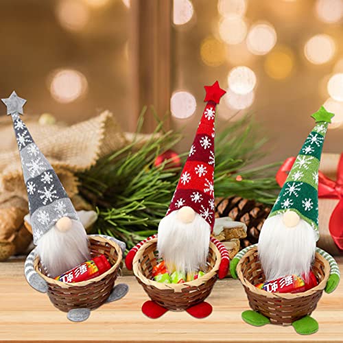 3 Stück Weihnachtswichtel Figuren Klein Körbchen, Osterkörbchen Kinder Deko, Candy Wicker Korb, Wichtel Figuren Weihnachten, Gewebter Bambuskorb, Weihnachtsdeko Amerikanisch Für Kinder Tischdekoration von Bseical