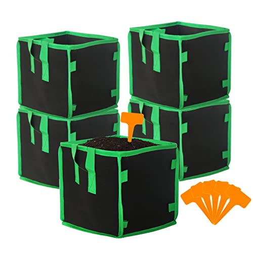 5 Stück Pflanzsack Eckig Set, Pflanzsack Kartoffeln Schwarz, Pflanztaschen Stehend, Tomatentopf Balkon, Tomaten Kübel mit Riemengriffen Vliesstoff Blumentopf Draussen für Kindergarten Pflanzen (4Gal) 5 Stück Pflanzsack Eckig Set, Pflanzsack Kartoffeln Schwarz, Pflanztaschen Stehend, Tomatentopf Balkon, Tomaten Kübel mit Riemengriffen Vliesstoff Blumentopf Draussen für Kindergarten Pflanzen (4Gal) von Bseical