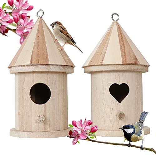 2 Pcs NistkäSten FüR VöGel, Vogelhaus Zum AufhäNgen, 8 * 16cm Vogelhaus Bausatz Kinder, Vogelhaus Zum AufhäNgen Holz, Nistkasten Spatzen Meise, Vogelhaus Bausatz, Gartendekoration von Bseical