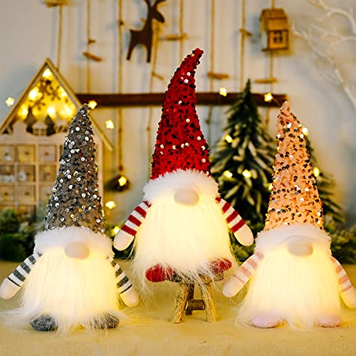 3 Stück ​weihnachtswichtel Weihnachtsdekoration mit LED, Weihnachtszwerge Plüsch-Dekorationen Wichtel Figuren Stehend Weihnachten Deko mit Beleuchtung, Handmade Plüschfiguren (30cmx10cmx10cm) von Bseical