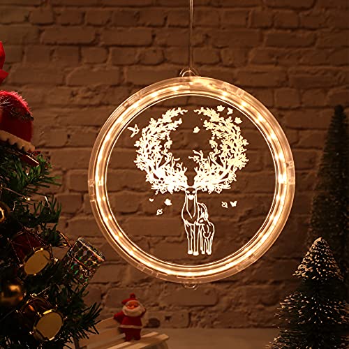 Bseical Weihnachtsbaum Lichterkette Batterie Weihnachtsdeko, Weihnachtsbeleuchtung Innen Fenster Warmweiß LED Kabellos, Weihnachtsbaumschmuck, Weihnachten Deko Weihnachtsgeschenke (16cm, Elch) von Bseical