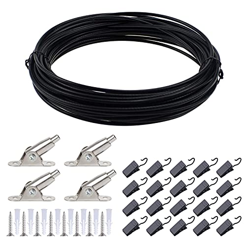 Drahtseil GardinenaufhäNgung, 304 Edelstahlseil Kit, Einstellbar Gardinenseil, Zum AufhäNgen Von Fotos, WäScheleine, Draht, Fenstervorhang, Spanndraht, Stahlseil FüR Decke Oder Wand (schwarz) von Bseical