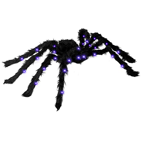 Halloween Spinne Led Leuchten, Halloween Deko Animiert Outdoor, Halloween Riesenspinne, Amerikanische Halloween Dekoration Spinnen Leuchtend Garten Gruselig Horror Licht Hauswand Tisch Balkon (90cm) von Bseical