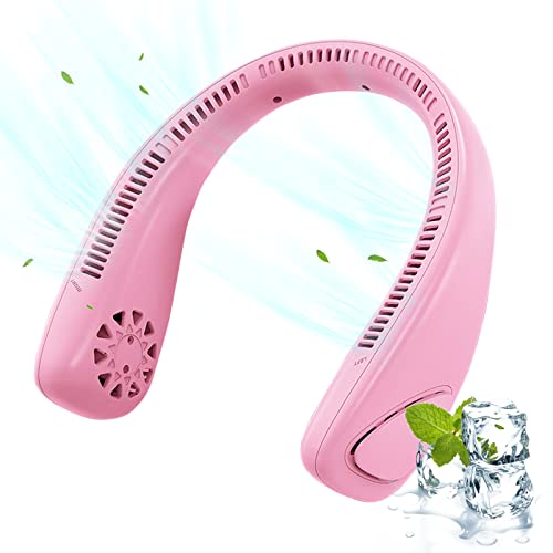 Halsventilatoren Mit Usb, Nackenventilator Leise, Ventilator Hals Hängend, Ventilator Nacken, Tragbarer Ventilator Zum Umhängen, Gesichtsventilator Batterie Mini Akku Ventilator Klein Fan (Rosa) von Bseical