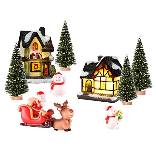 Kleine Weihnachtsfiguren, Weihnachtsdeko Figuren, 11pcs Weihnachtsdeko Innen Figuren,Mini Weihnachten Kleine Figuren Harz Garten Micro Landschaft, Weihnachtsdeko Amerikanisch, Desktop Dekoration von Bseical