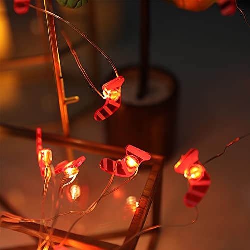 Led Lichterkette, 2 StüCke Weihnachtsbaum Lichterkette, Lichterkette Weihnachten Batterie, Weihnachtsbeleuchtung AußEn Innen,FüR Valentinstag Hochzeit Party Schlafzimmer (Socke, 5m) von Bseical