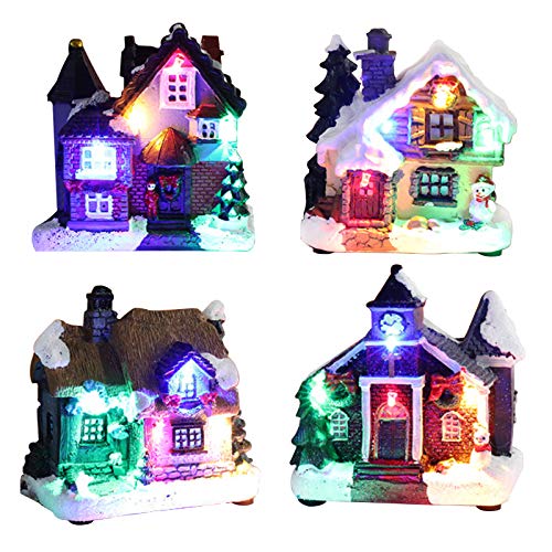 Led Weihnachtsdorf HäUser, Harz Beleuchtetes Weihnachtsdorf, Weihnachtsdeko Beleuchtung, Beleuchtetes Weihnachtshaus Weihnachtsdeko Schneehaus, Kinder (Farbe, ABCD) von Bseical