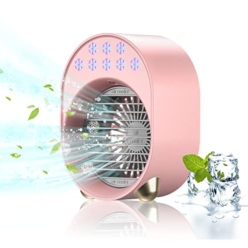 Luftkühler mit Verdunstungskühlung, Mini Klimaanlage Akku Portable, Mini Ventilator USB 4 in 1, Mobile Klimagerät ohne Abluftschlauch Leise Klimaanlage Mobil Klimagerät Conditioner Air Purifier (Rosa) von Bseical