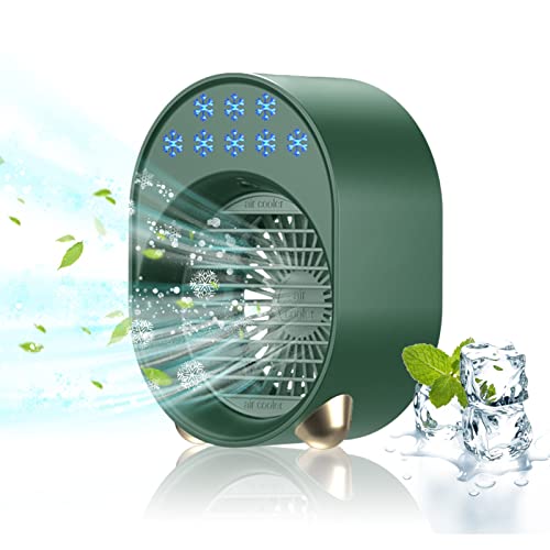 Luftkühler mit Verdunstungskühlung, Mini Klimaanlage Akku Portable, Mini Ventilator USB 4 in 1, Mobile Klimagerät ohne Abluftschlauch Leise Klimaanlage Mobil Klimagerät Conditioner Air Purifier (Grün) von Bseical