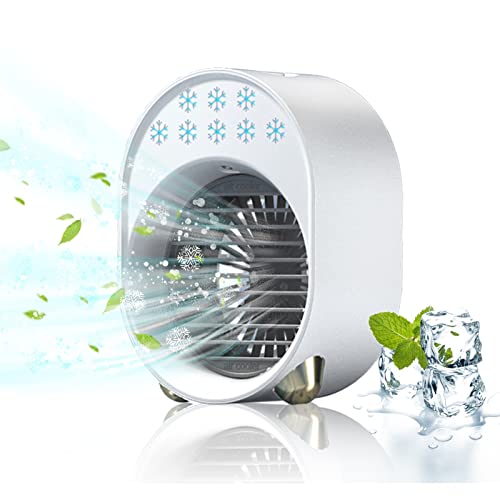 Luftkühler mit Verdunstungskühlung, Mini Klimaanlage Akku Portable, Mini Ventilator USB 4 in 1, Mobile Klimagerät ohne Abluftschlauch Leise Klimaanlage Mobil Klimagerät Conditioner Air Purifier (Weiß) von Bseical