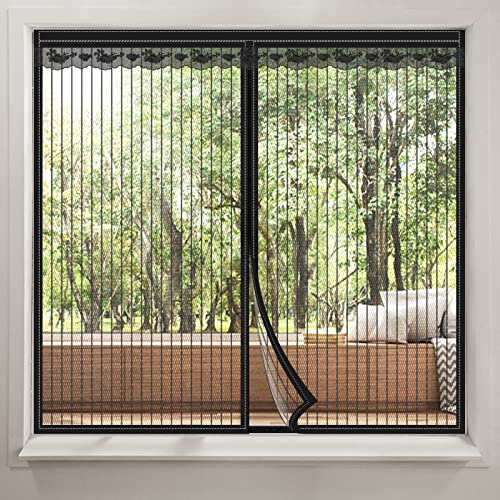 Moskitonetz Fenster Magnet 130×150cm, Insektenschutz Fenster Magnet, Fenster Fliegengitter Fenster ohne Bohren, Mückenschutz Fenster Anti Insekten+Fliegen+Moskitos Einstellbarer Magnetischer - Schwarz von Bseical