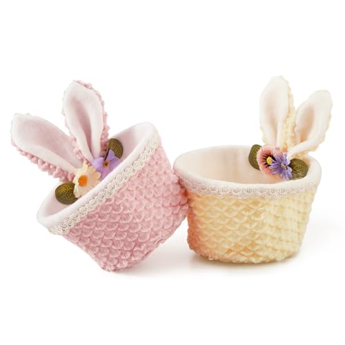 Osterkörbchen Stoff, Osterkorb Für Kinder Füllung, Osterdeko Hase, Deko Ostern Osternester Zum Befüllen, Osterhase Plüschkorb Mini Für Süßigkeiten Ostereier Easter Basket Tisch Deko 2pcs Set von Bseical