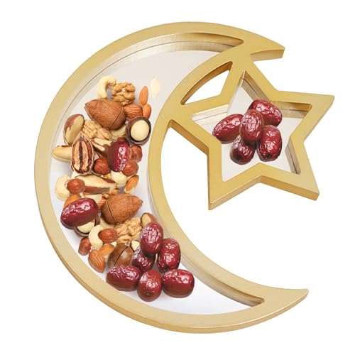 Ramadan Tablett,Ramadan Tablett Mond Und Stern,Ramadan Eid Mubarak Dekoration,Eid Mubarak Tischdeko Teller,Mond Ramadan Tablett,Für Süßigkeiten Snacks Kuchen Dessert Gebäck Ramadan Tischdeko (B) von Bseical