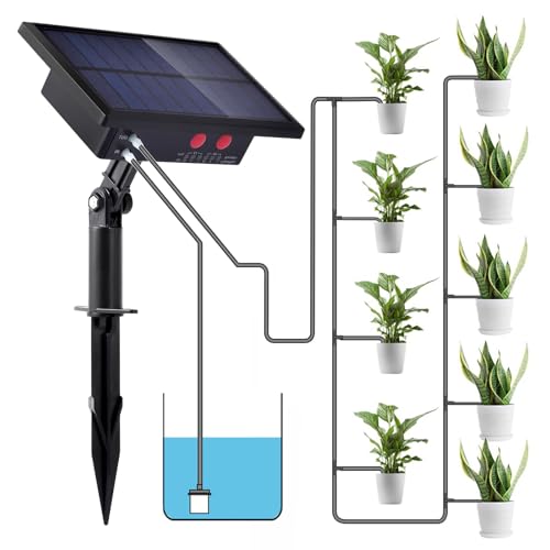 Solar bewässerungssystem, 10M automatische bewässerung hochbeet tröpfchenbewässerung, selbstbewässerungssystem mit Timer im garten, balkon, topfpflanzen, zimmerpflanzen, balkonpflanzen von Bseical