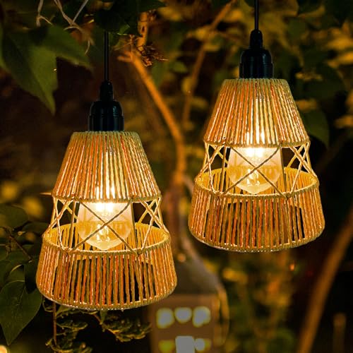 Solarlampen für Außen Hängend, 2 Stück IP65 Wasserdicht Metall Rattan Solar Laternen für Garten, Balkon, Rasen & Terrasse, Outdoor Dekorative Solarlampen für Drauße Solarlampen für Außen Hängend, 2 Stück IP65 Wasserdicht Metall Rattan Solar Laternen für Garten, Balkon, Rasen & Terrasse, Outdoor Dekorative Solarlampen für Drauße von Bseical