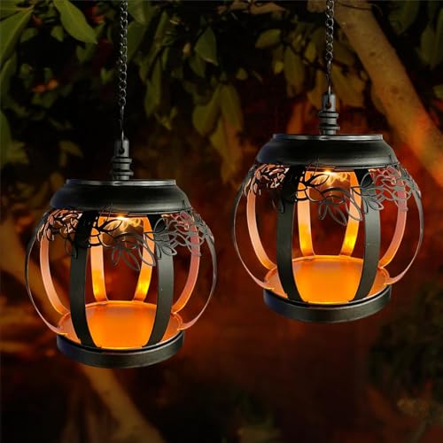 Solarlampen für außen garten 2 Stück, solarleuchten für außen hängend,laternen für draußen vintage, kleine led laterne outdoor solar IP65 wetterfest metall, für Balkon, Camping von Bseical