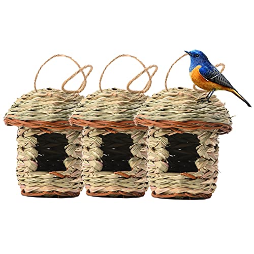 Vogelhaus mit Ständer Wetterfest und Ständer, Vogelhaus zum Aufhängen Brutkasten Rotkehlchen, aus Natürlichen Umweltfreundlichen Fasermaterialien (3 Stück) von Bseical