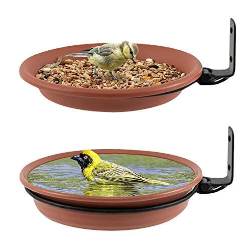Vogeltränke Aufgehängt,vogelbad Aus Kunststoff, an Der Wand Befestigtesdraußen Groß Vogel Futterspender,mit Wandhalterung, Zum Anlocken Von Wildvögeln Gartendekorationsset (2 X Vogeltränken) von Bseical