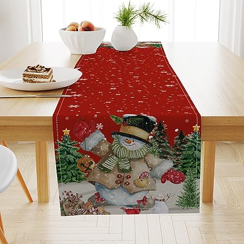 Weihnachten Tischläufer,Tischdecke Weihnachten,40x140cmWeihnachtsdecke Tisch,Weihnachtliche Tischdekoration,Elch Schneemann Weihnachten Tischdekoration, Für Weihnachten Familienessen Party Dekoration von Bseical