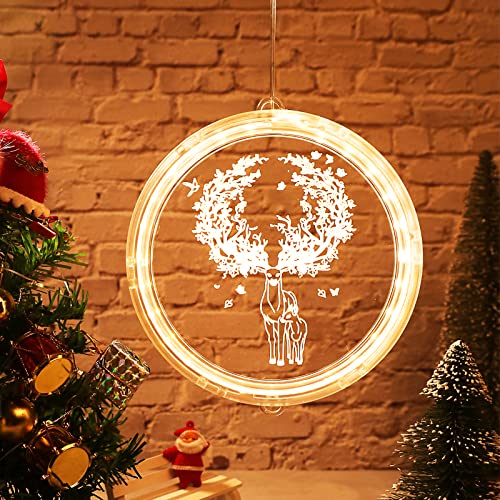 Bseical Weihnachtsbeleuchtung Innen Fenster LED Warmweiß, Weihnachtsbaum Lichterkette Batterie Kabellos Weihnachtsdeko, Weihnachtsbaumschmuck Weihnachten Weihnachtsgeschenke (24cm, Elch) von Bseical