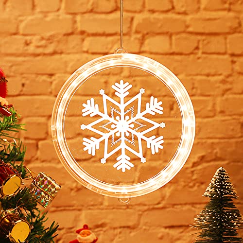 Bseical Weihnachtsbeleuchtung Innen Fenster LED Warmweiß, Weihnachtsbaum Lichterkette Batterie Kabellos Weihnachtsdeko, Weihnachtsbaumschmuck Weihnachten Weihnachtsgeschenke (24cm, Schneeflocke) von Bseical